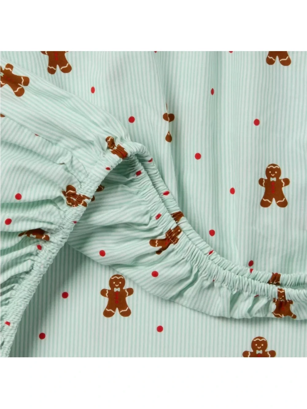Super Cute FULL Gingerbread Dreams Striped Sheet Set 100% Cotton 220TC